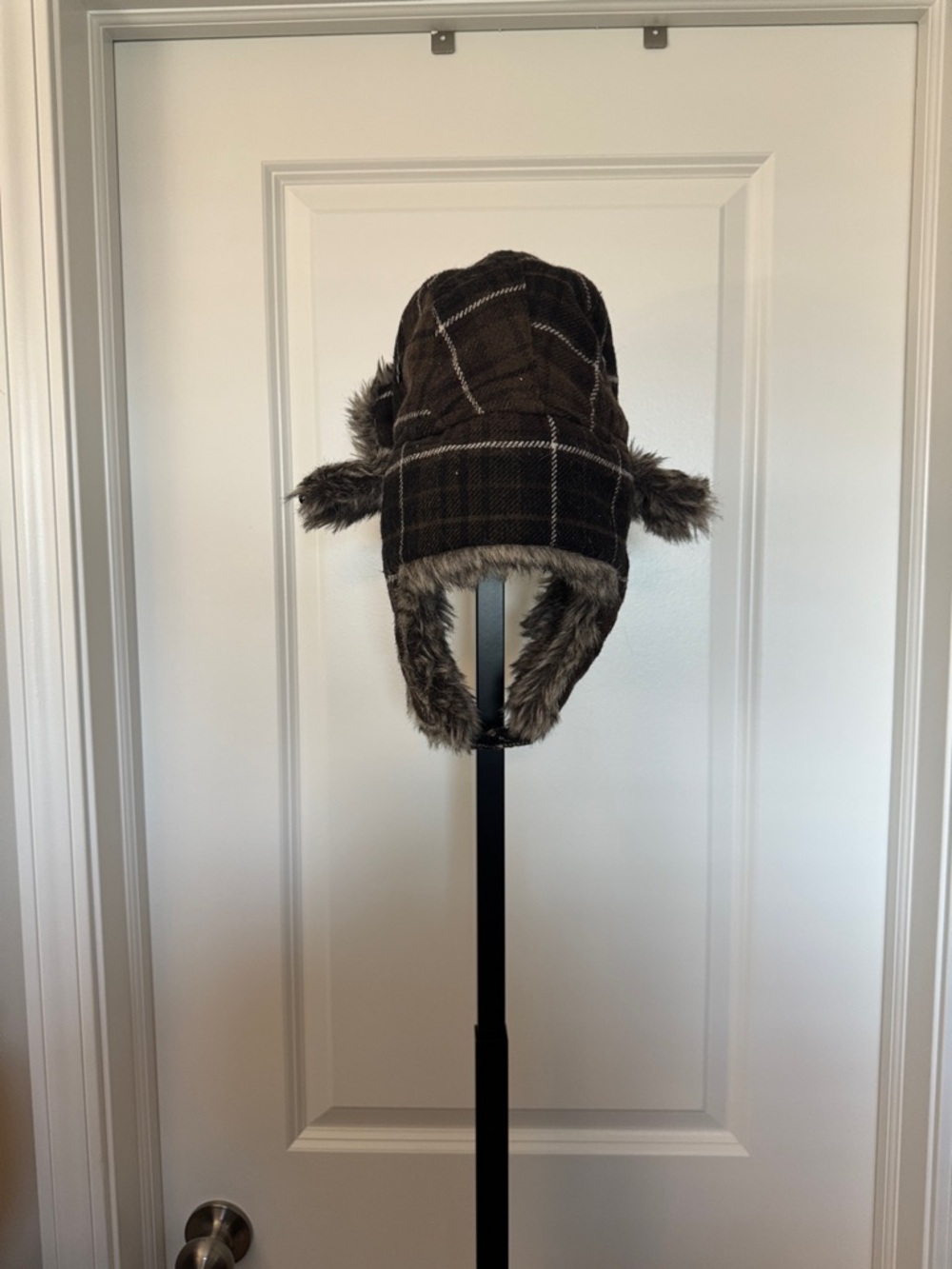 urban pipeline Brown Plaid Faux-Fur Trapper Hat